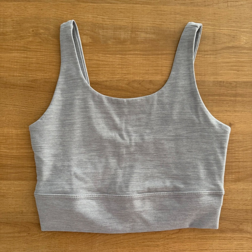Nike Yoga Dri-FIT Sports Bra Heathered Grey Scoop Neck XS CZ7610-068